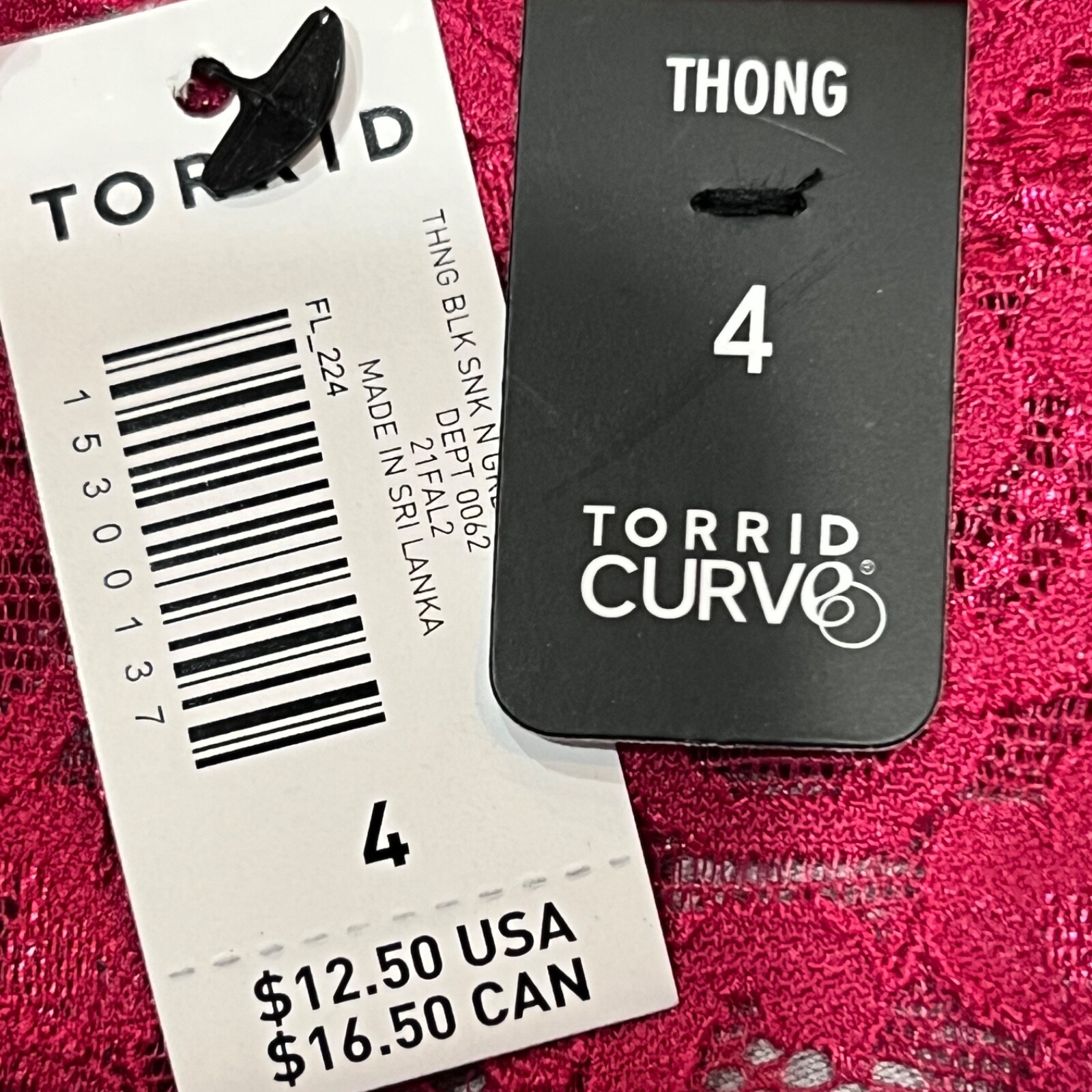 NWT TORRID Thong Pantie Sz 1X-2X-3X-4X Pink Black Floral Jersey Lace