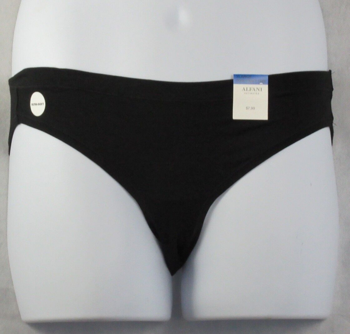 Alfani Women’s Soft Rayon Bikini Panty Underwear, Deep Black, XL