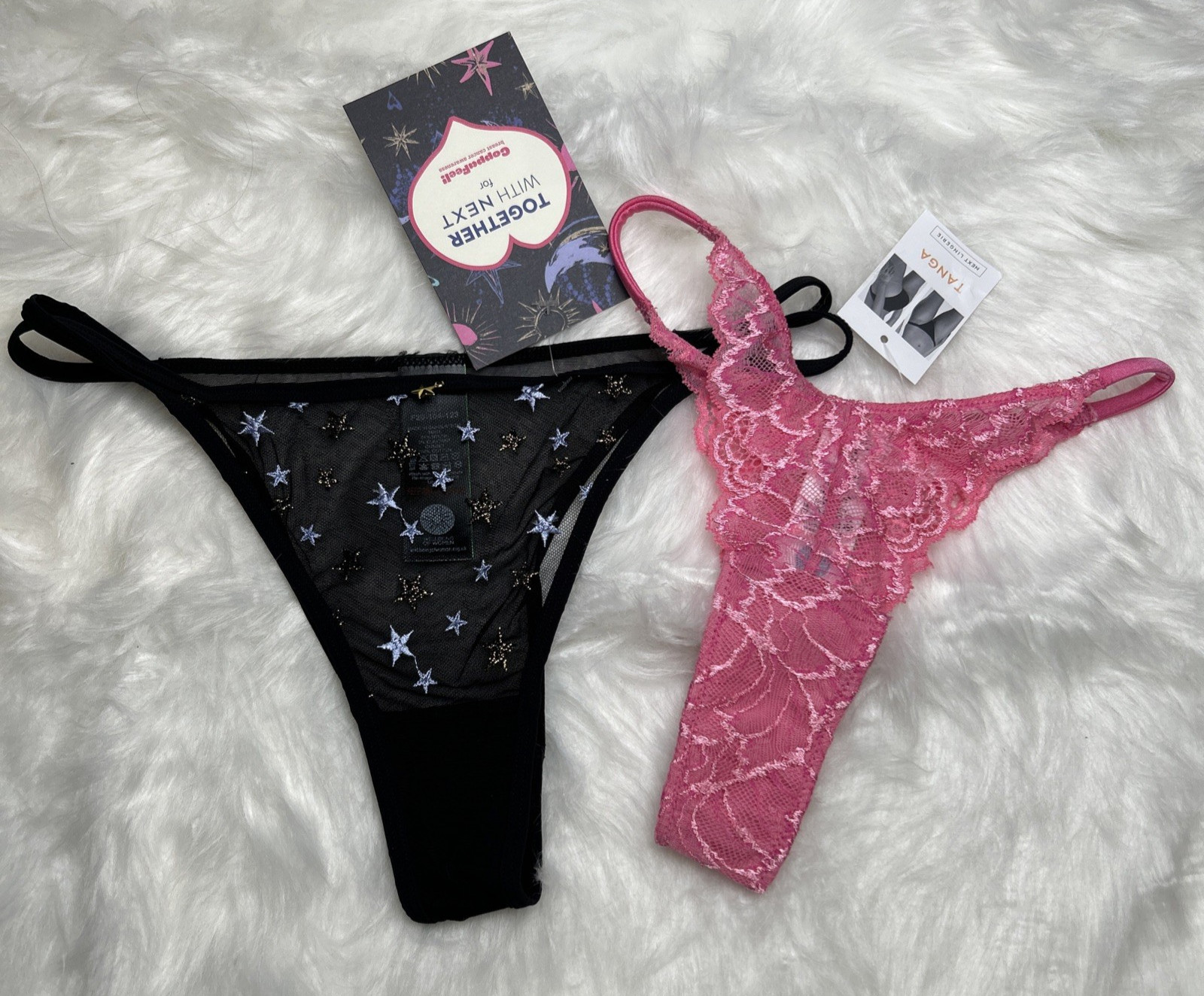NEXT SET – TANGA KNICKERS – 2 PCS – UK6 – PINK/ BLACK