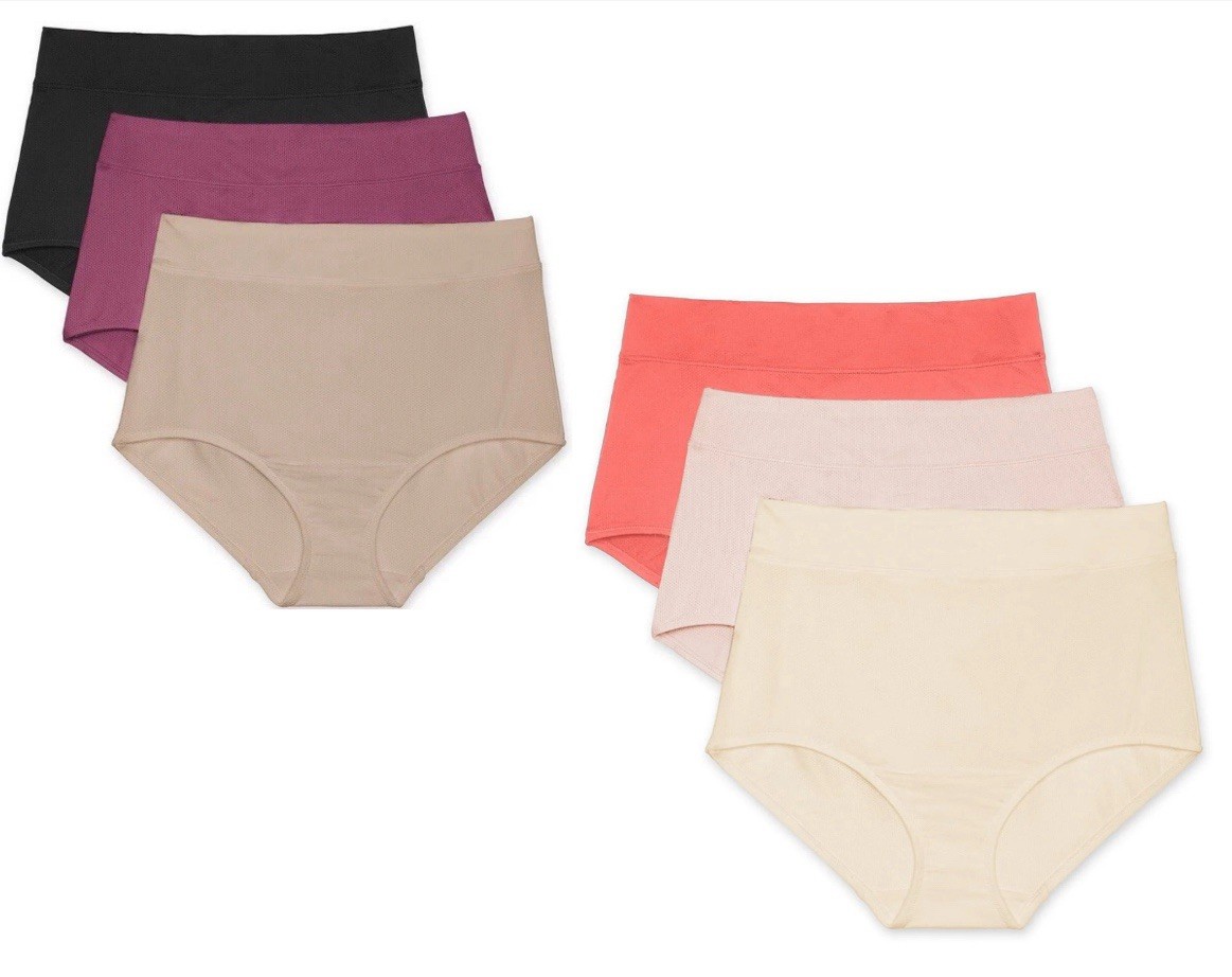Lot of 6, Warner’s No Muffin Top Breathable Brief Panties, Size Large, NWT
