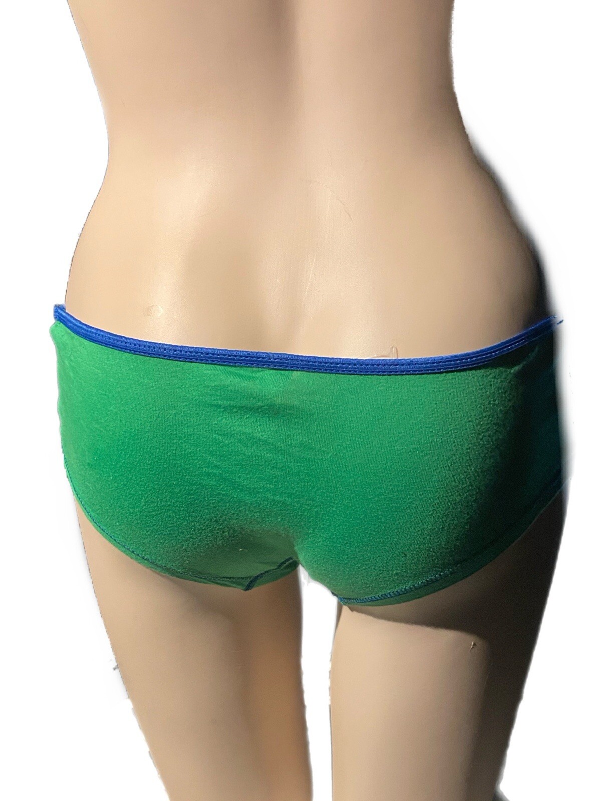 Y2K Vintage Low Rise Green Crown Cleaners Drop Your Panties Here Boycut Panty