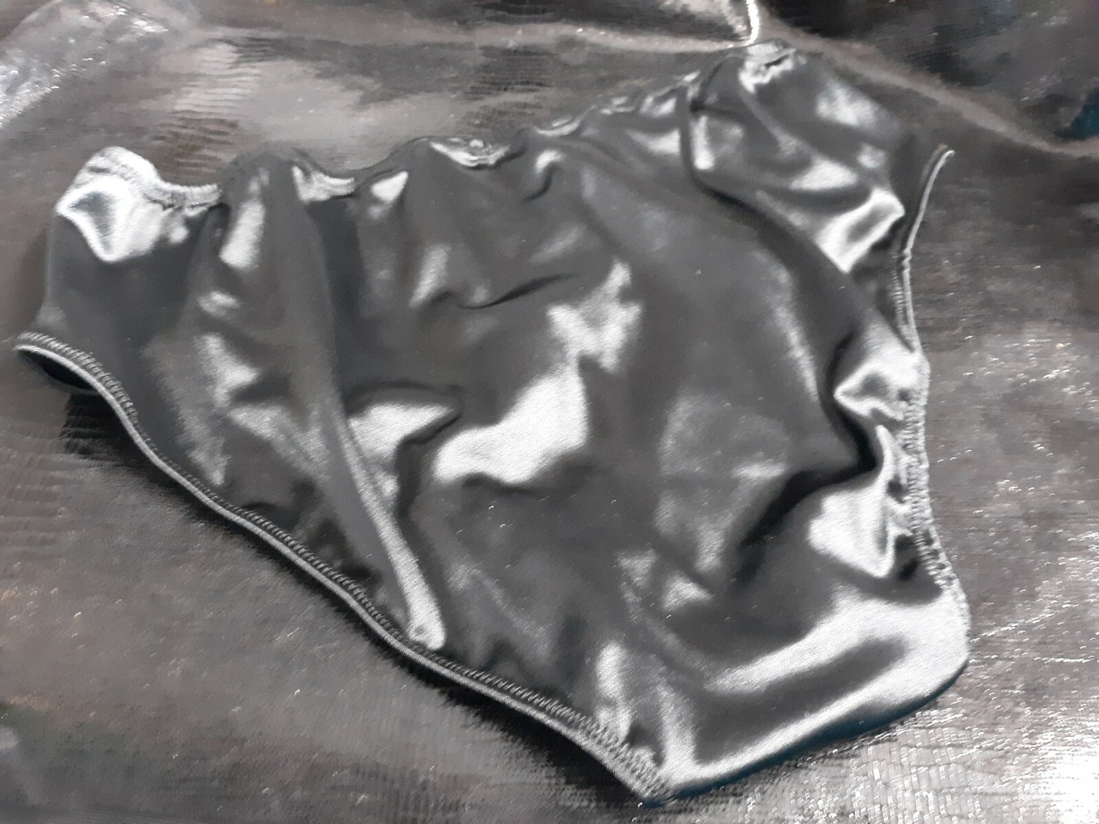 Mens Satin Full Back Brief Bikini Brief plus sizes xxl xxl Pocket Panties BLACK