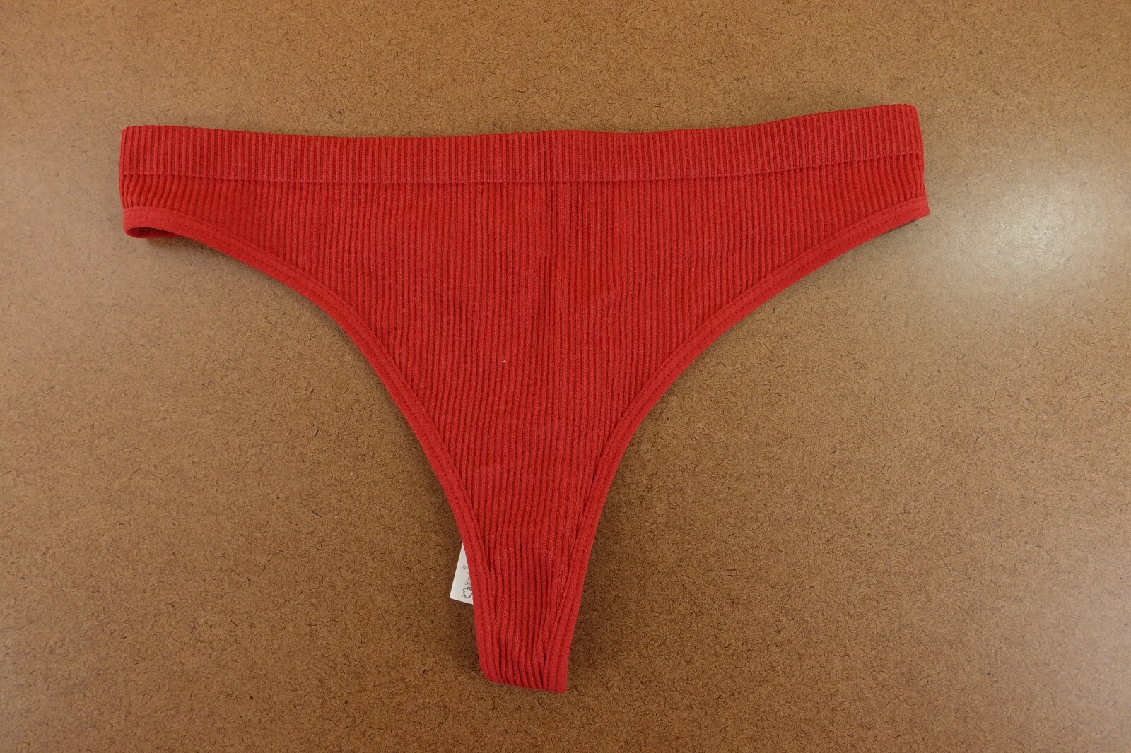 Out From Under Womens Large Red Berry Rib Knit Markie Seamless Thong Panty NWT
