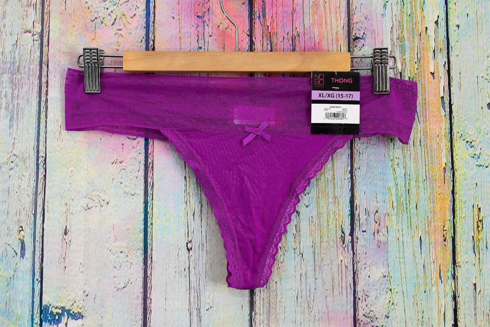 Women’s NOBO No Boundaries Micro Thong XL-XXXL Purple Panties Underwear NEW TAG