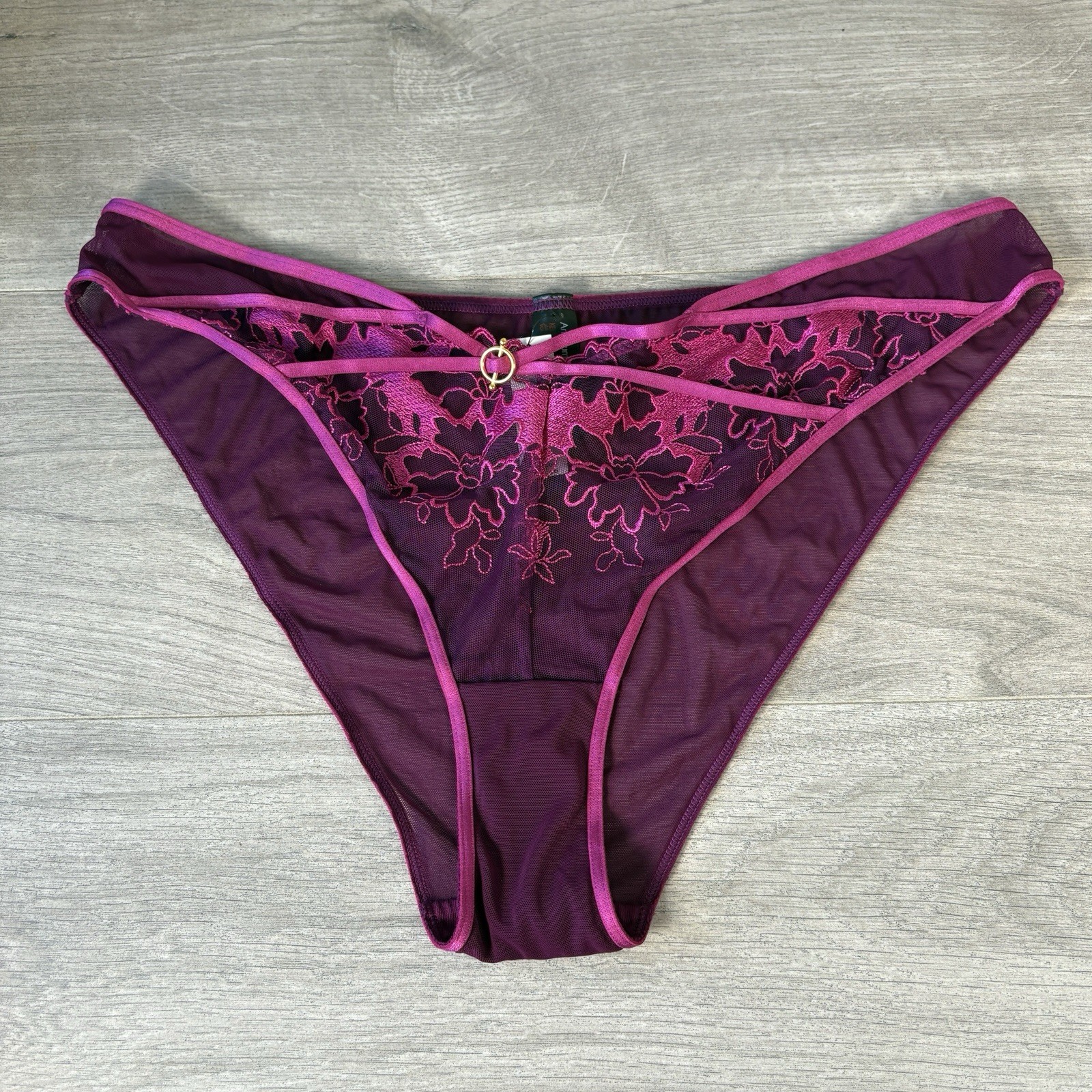 Ann Summers Briefs The Truthful Brazilian Purple Floral Uk 18 New With Tags