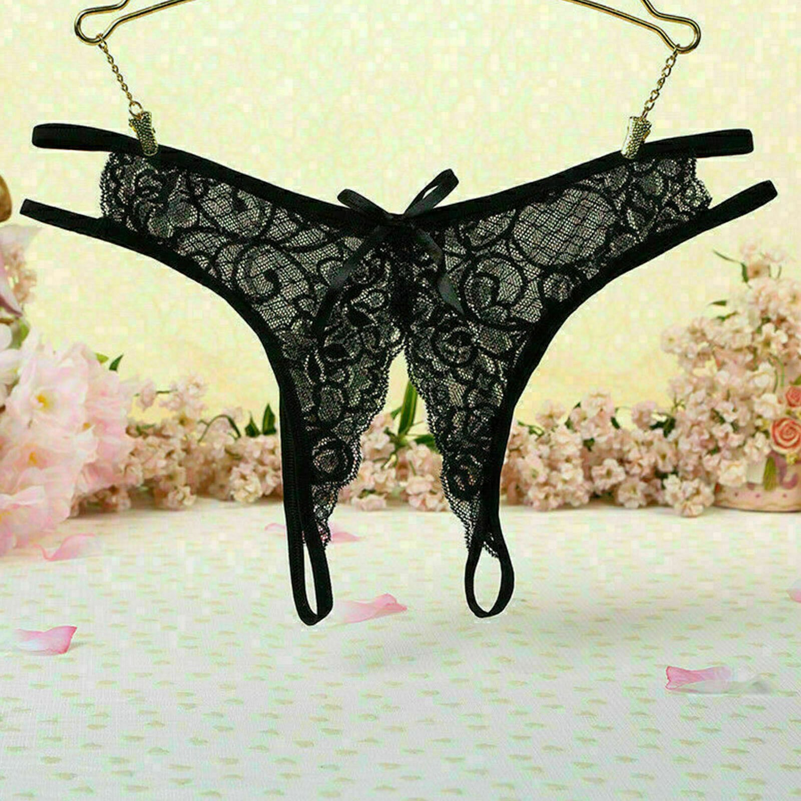 Women’s Floral Panties Crotchless Underwear Thongs Lingerie G-String Lace Briefs