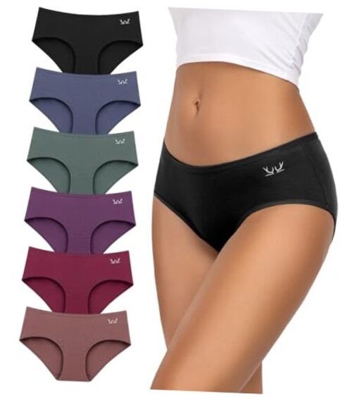 Womens Underwear Low Rise Cotton Hipster Panties Soft Medium Multicolor-6pack