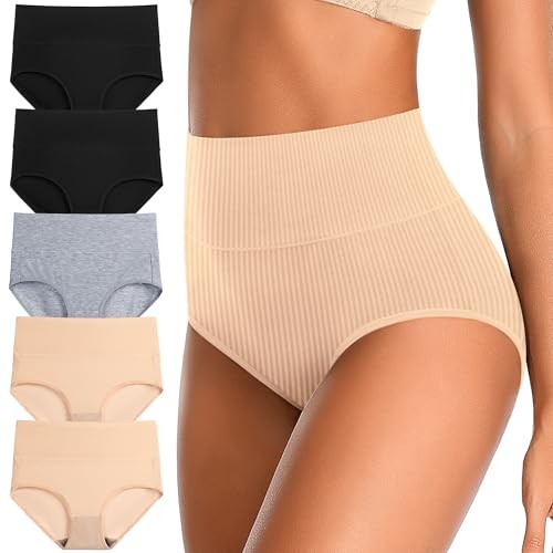 Womens Underwear Full Coverage Panties for X-Large-XX-Large 2black+2nude+1grey