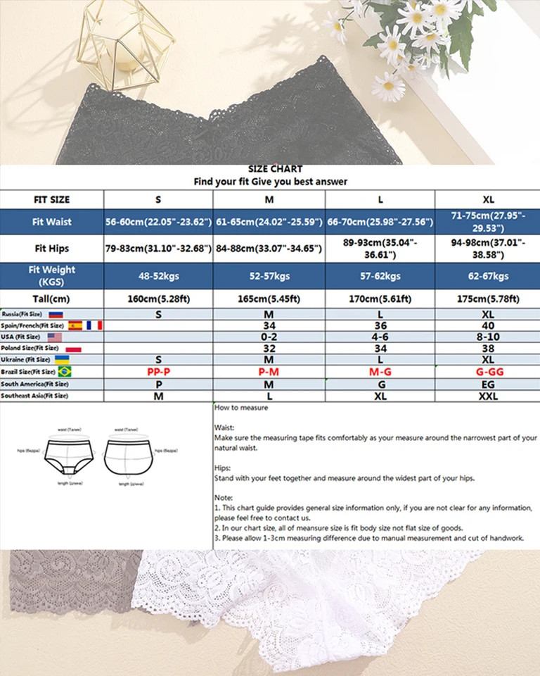 Boyshort Panties Lace Floral Low Waist Stretch Breathable Underwear 8PCS Women