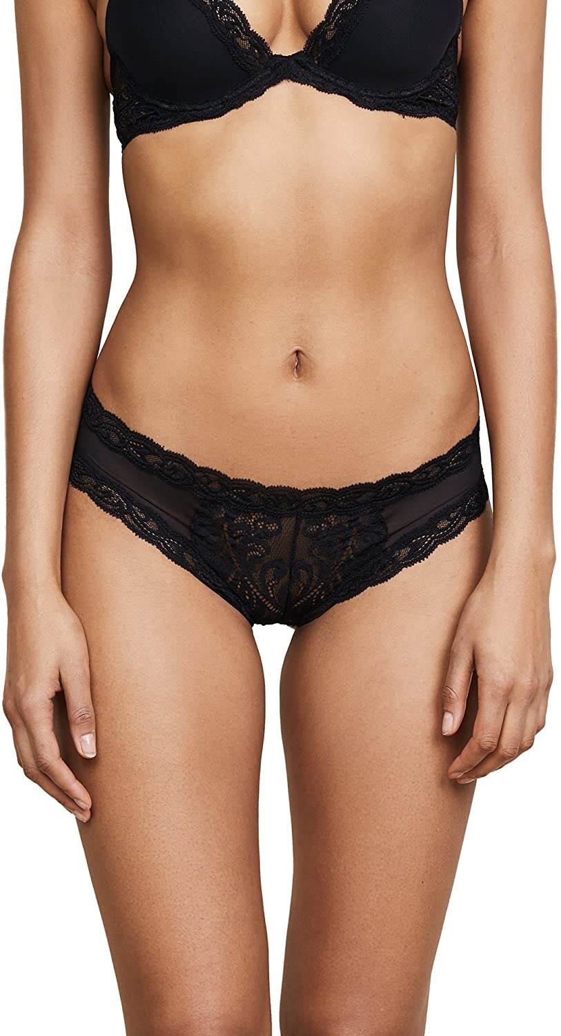 Natori 257422 Women’s Feathers Hipster Briefs Underwear Black Size Large