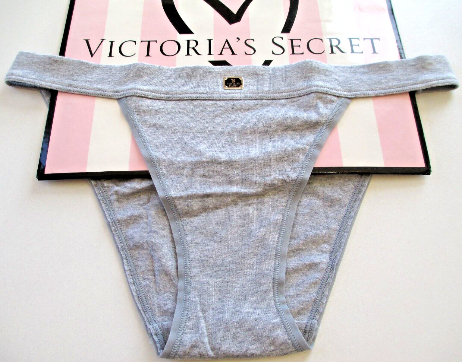 VICTORIA’S SECRET Cotton Tanga String Bikini Panty VS Heather Gray S M L XL NWT