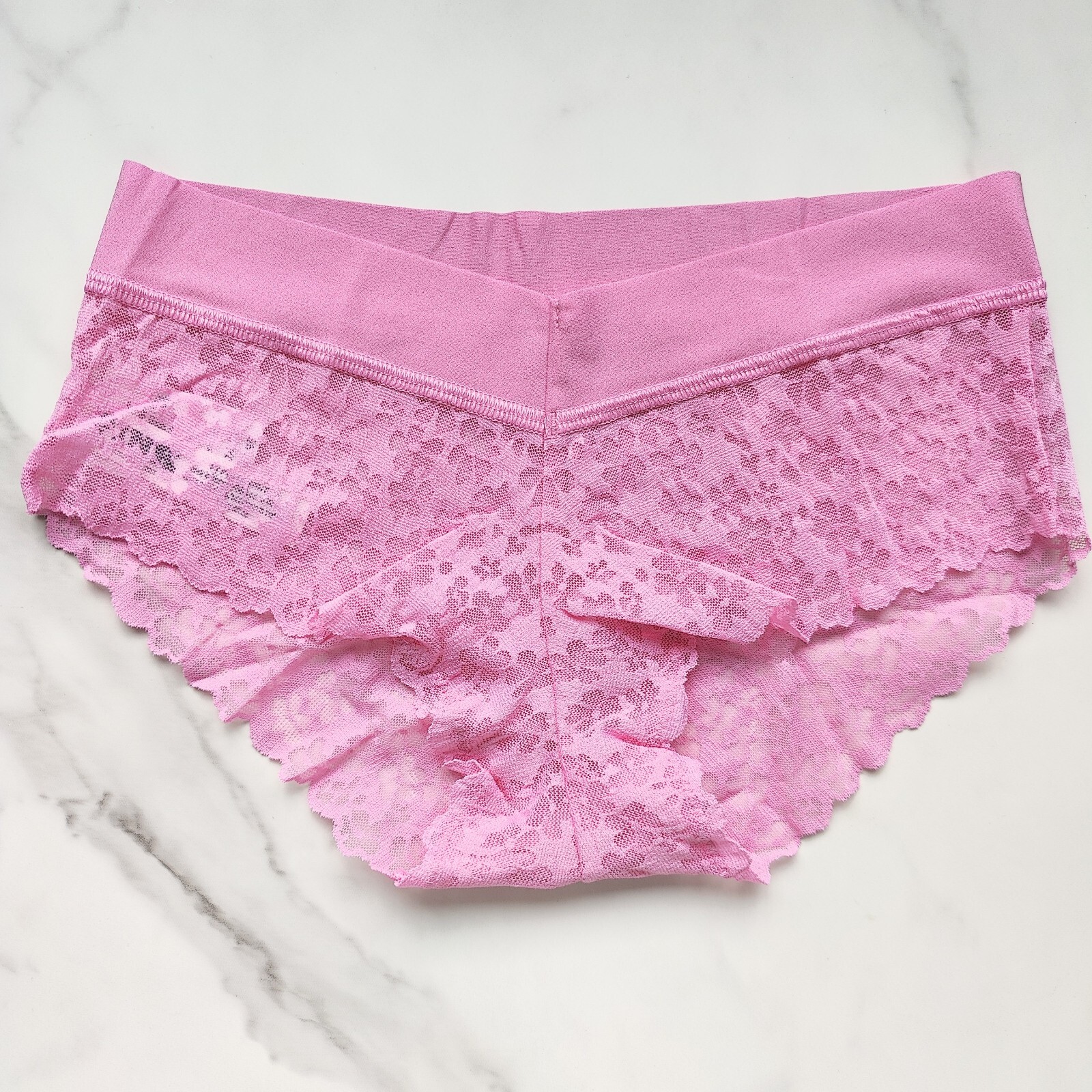 PINK Victoria’s Secret No-Show Floral Lace Hiphugger Panty Fuchsia Pink S/M/XL