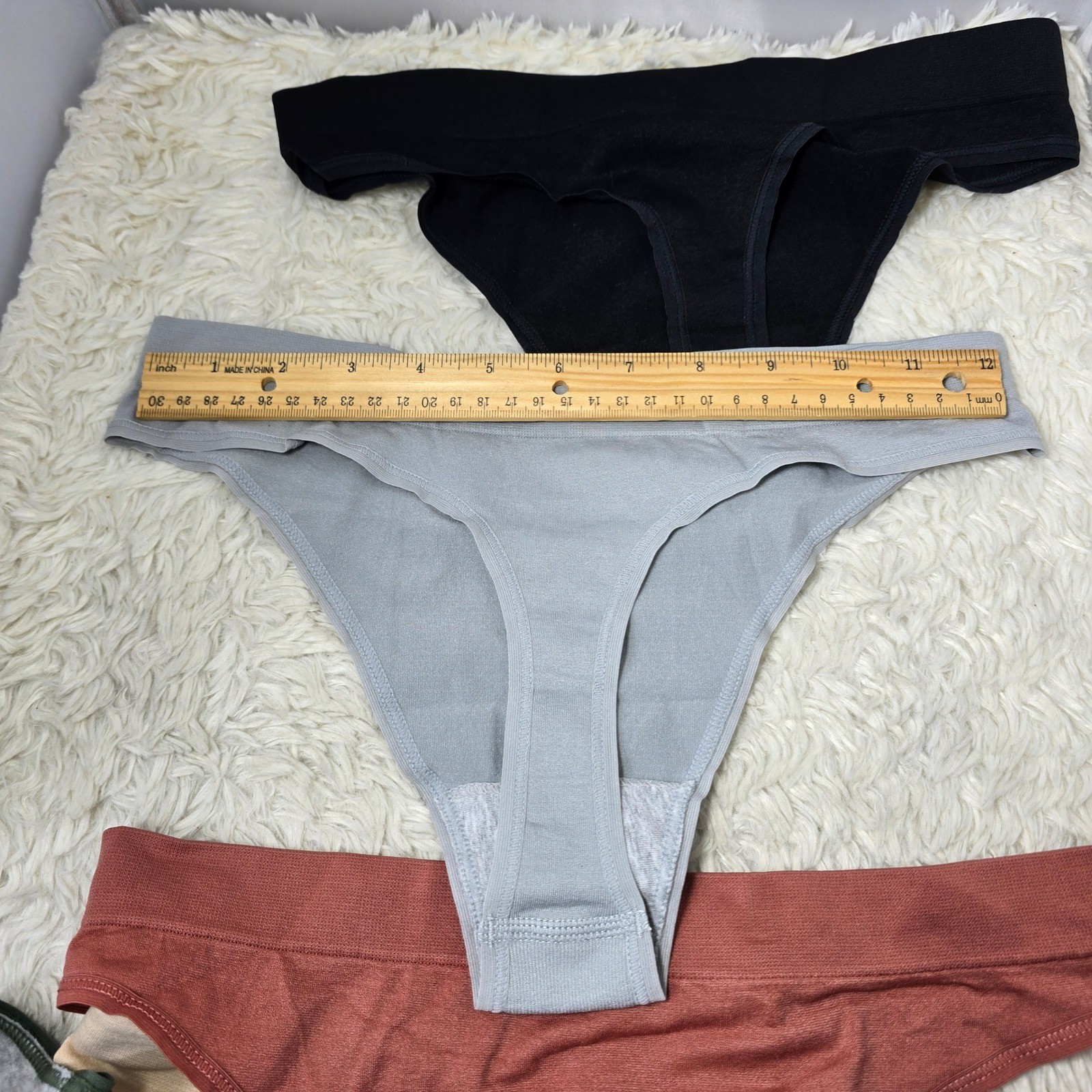 Seamless Thong Underwear 5 Pack Women Medium Multicolor Ribbed Waist