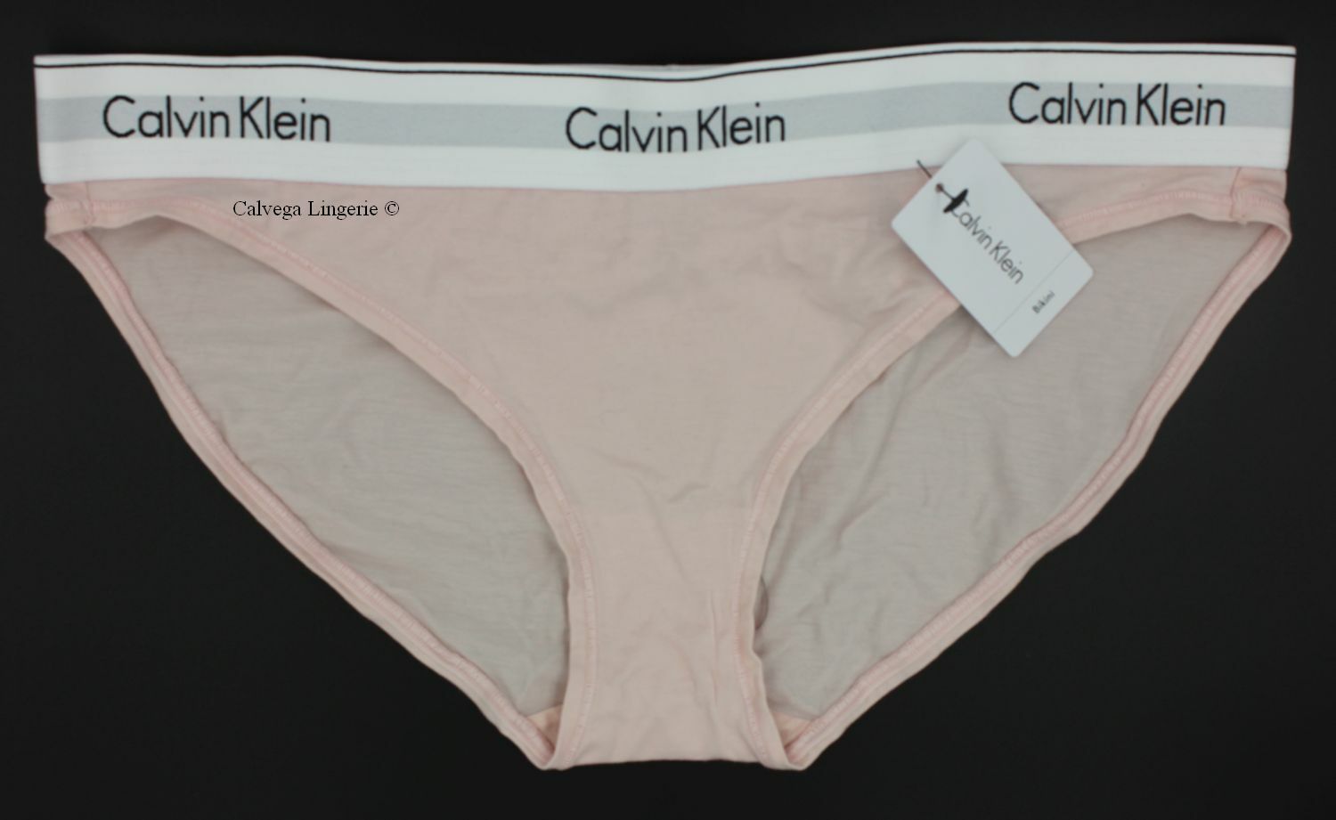 NWT Calvin Klein F3787 “Modern” Logo Cotton Bikini, Baby Pink / White (680)
