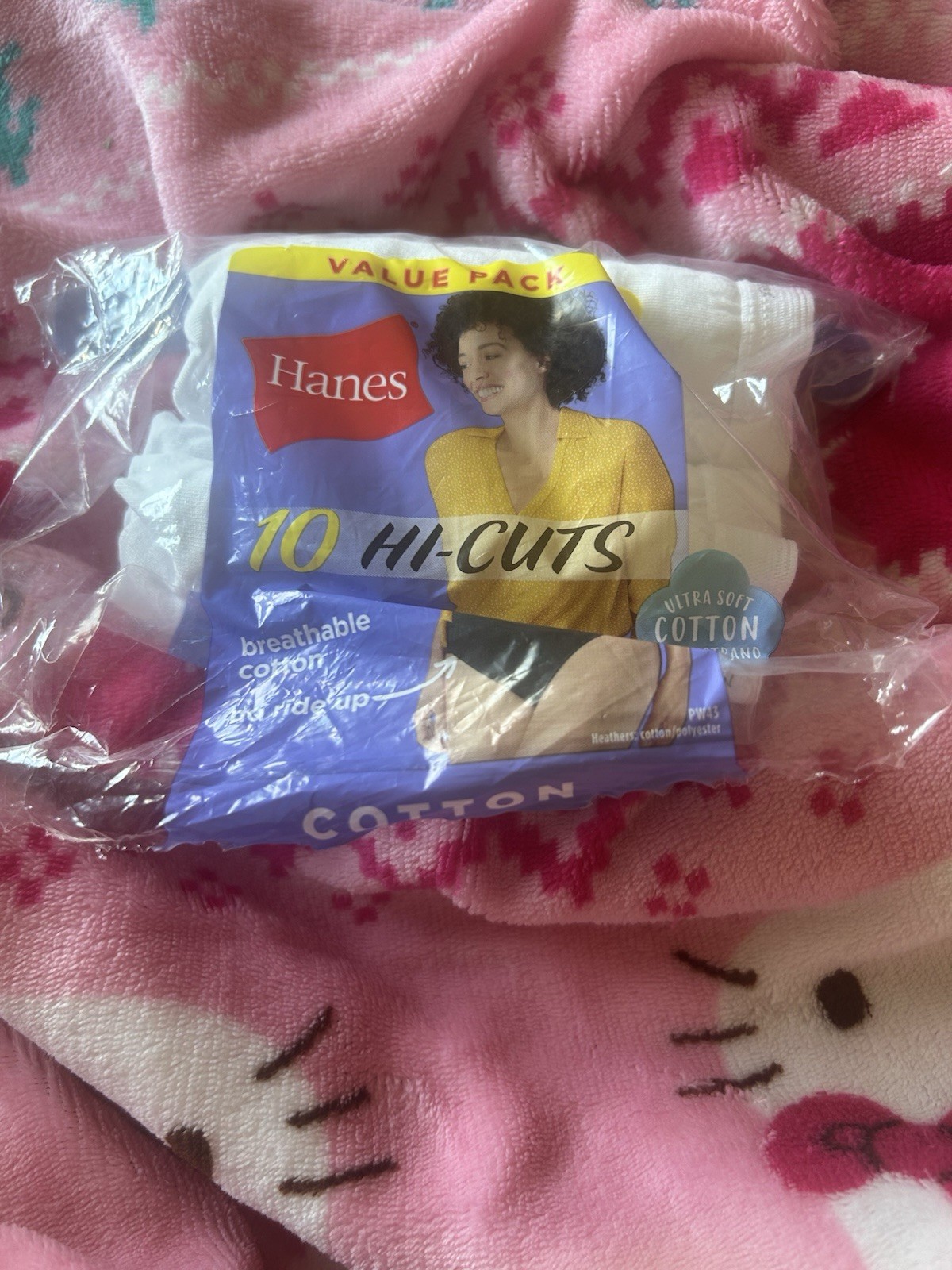 Hanes Size 9 Women’s Cotton Hi-cut Underwear 2 Pack White New