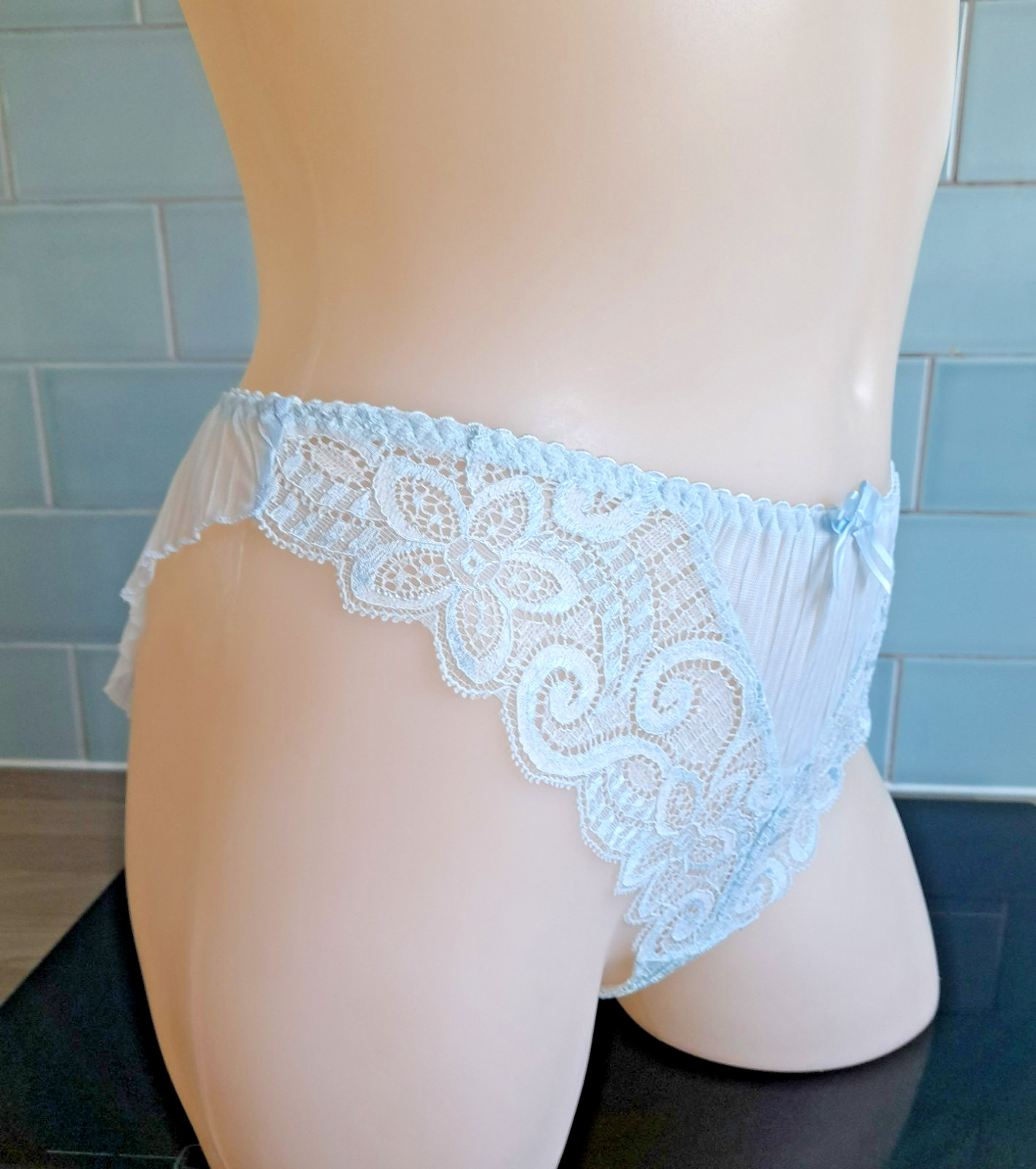 Barbara Blue “Follies” High Leg Pleated Fan Backed Briefs