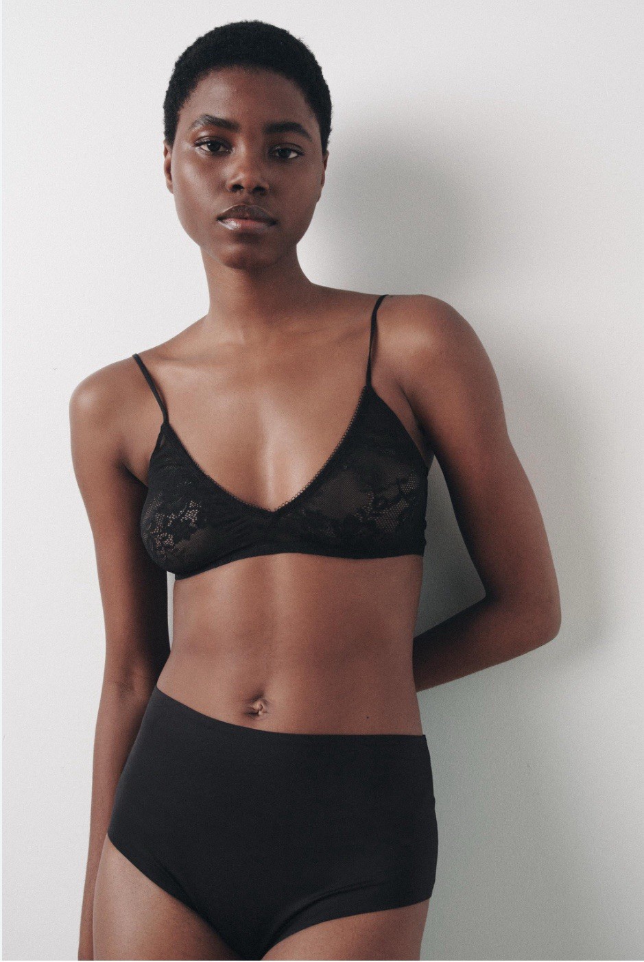 ZARA Lingerie Black 100% Viscose Knit Panties. L UK 12 Full Briefs.