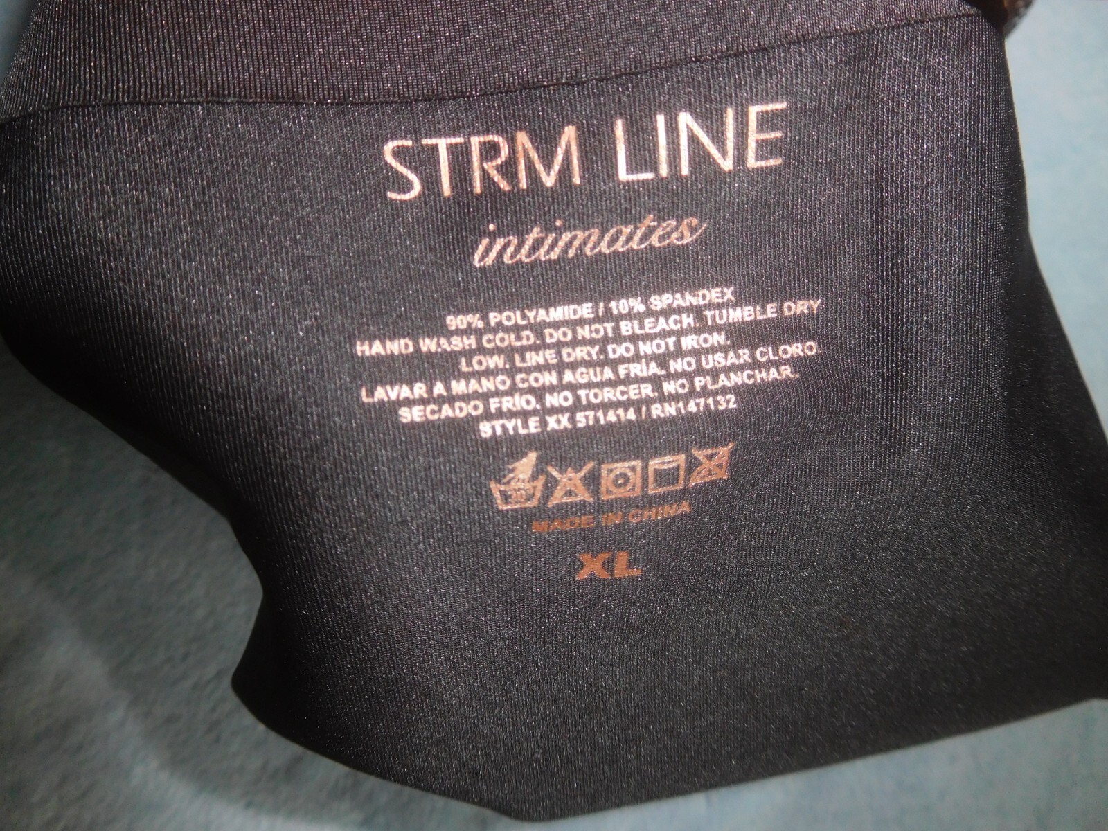 Strm Line Intimates brief panties Black Nylon Spandex Lace Trim XL