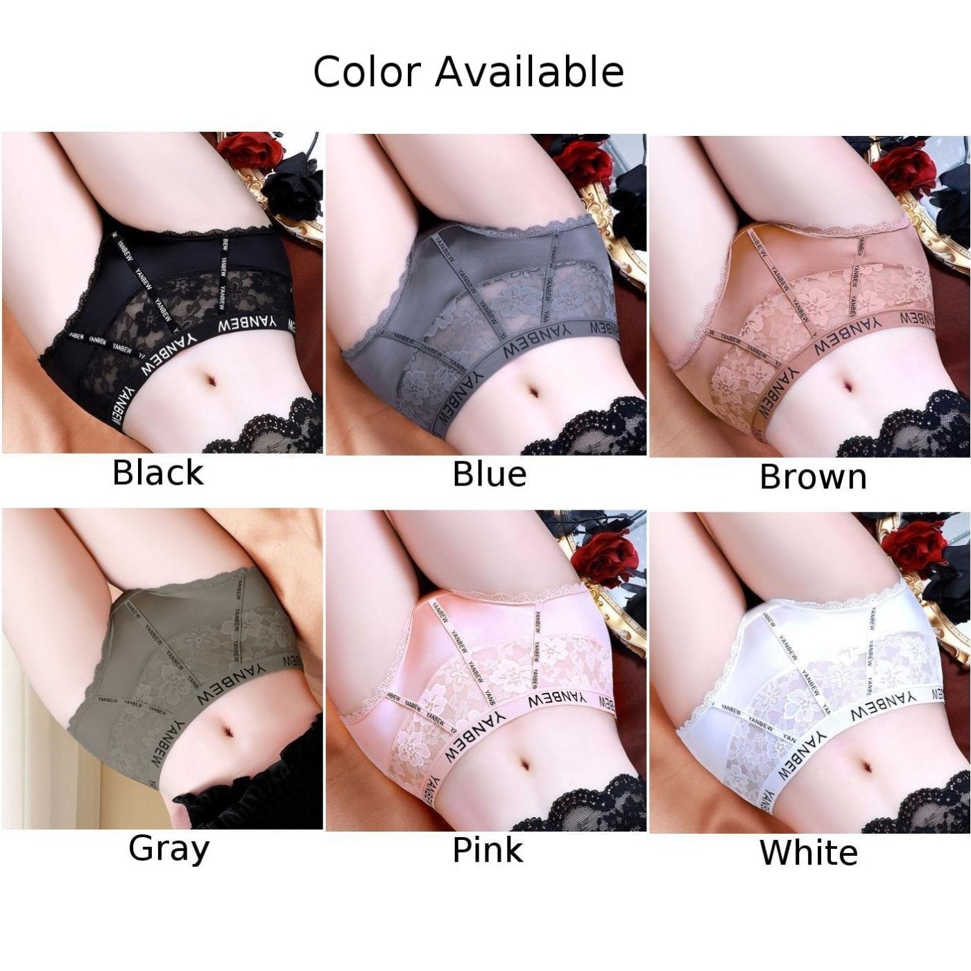 Breathable Panties Letters Printing Briefs Medium Stretch Medium Waist