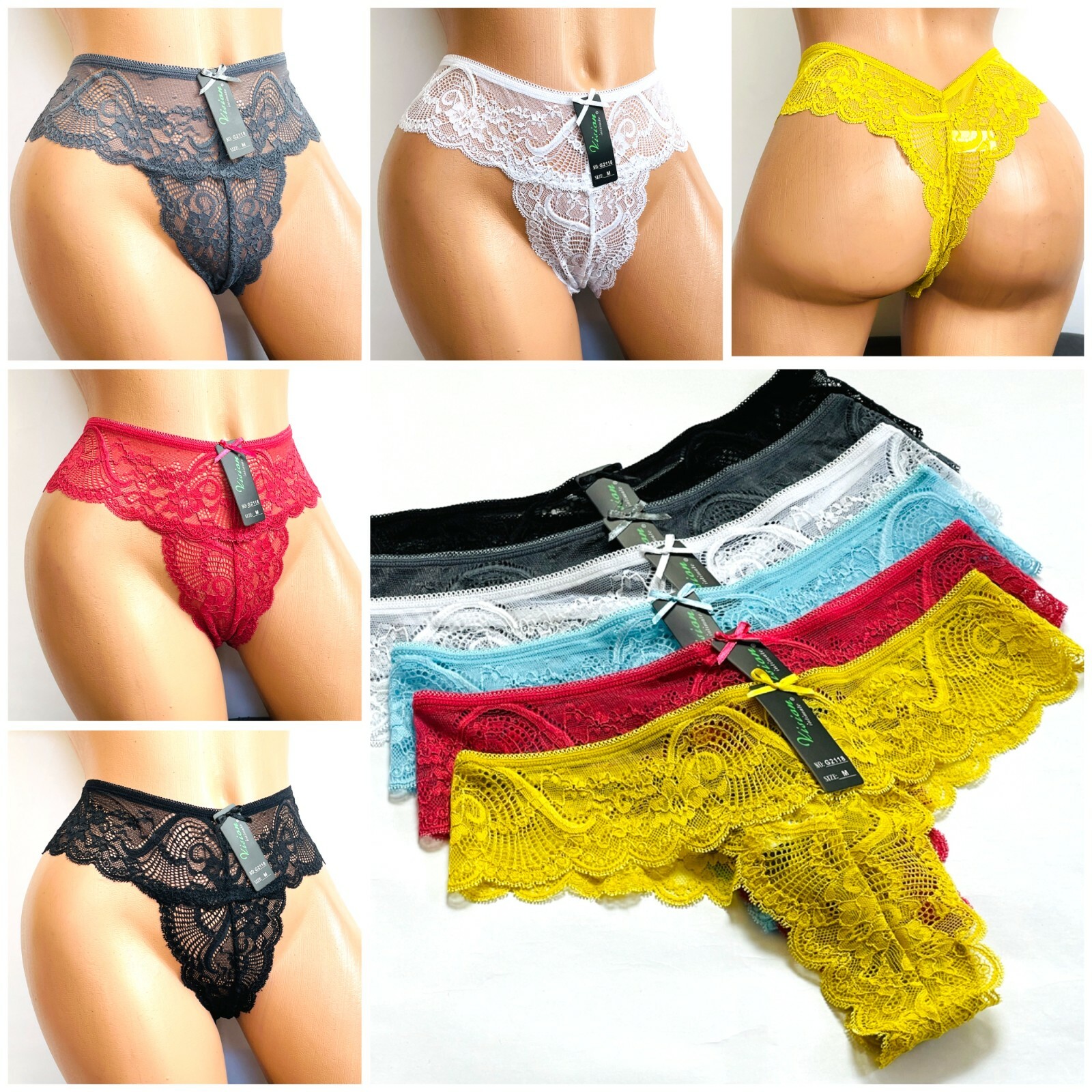 6/12 Women Lace Panties Lingerie Underwear Thongs G-string Briefs Sleepwear 2118