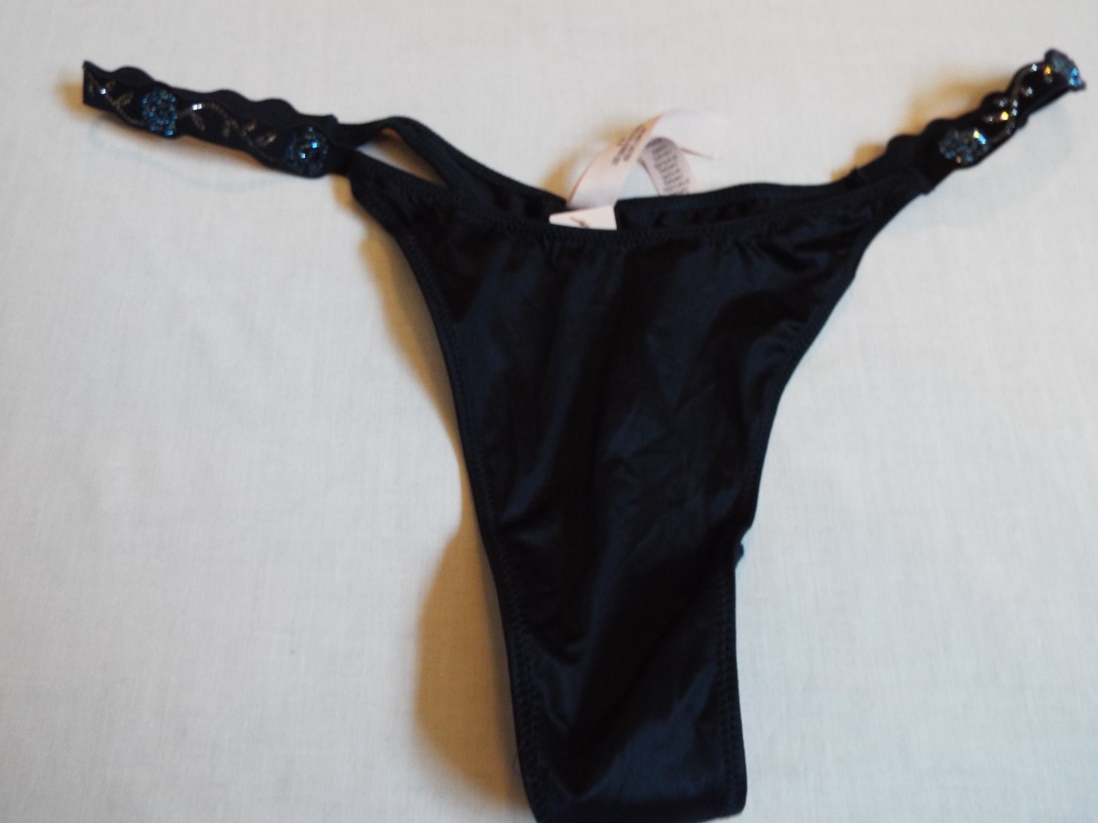 NWT Victoria’s Secret Very Sexy Shine Strap Lace Thong Panty L Dark Twilight