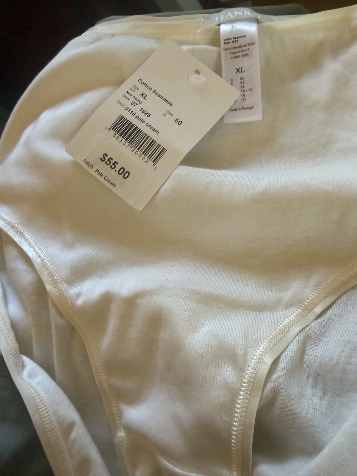 New NWT Hanro Of Switzerland 100% Cotton Seamless Panties Size XL