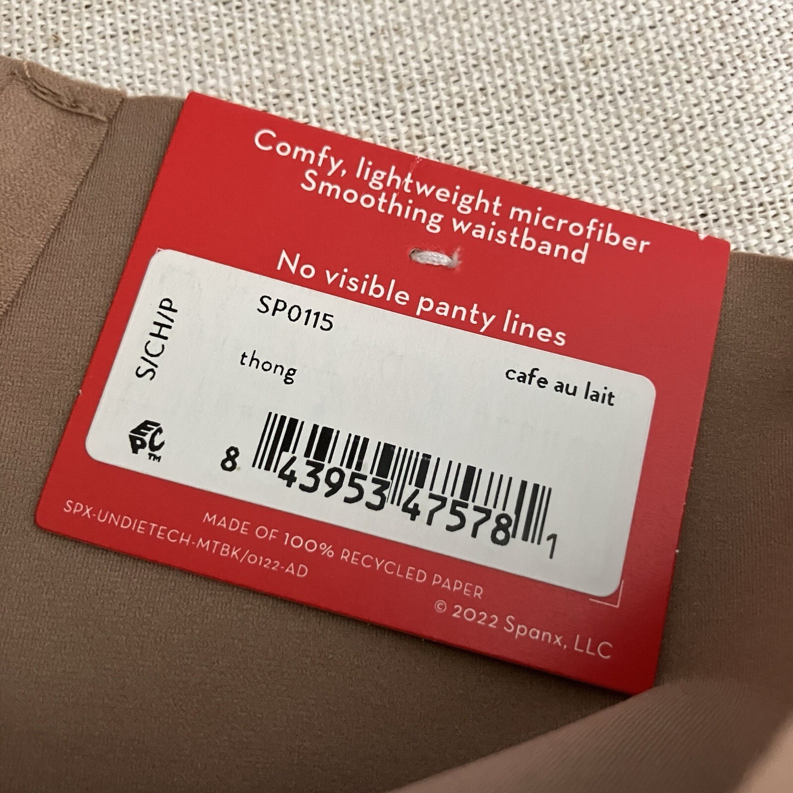 SPANX Undie-Tectable Thong Cafe Au Lait Ladies Size Small Underwear NWT