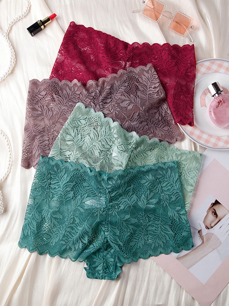Women’s Lace Panties Floral Pattern Low Rise Soft Nylon Spandex All Seasons