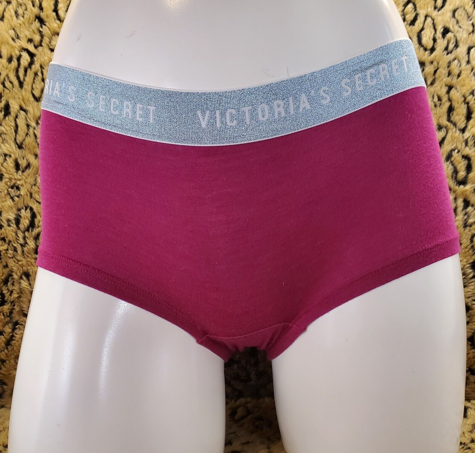 Victoria’s Secret Logo Glitter Waist Maroon Boy Shorts Shortie Panty S NWT Sexy