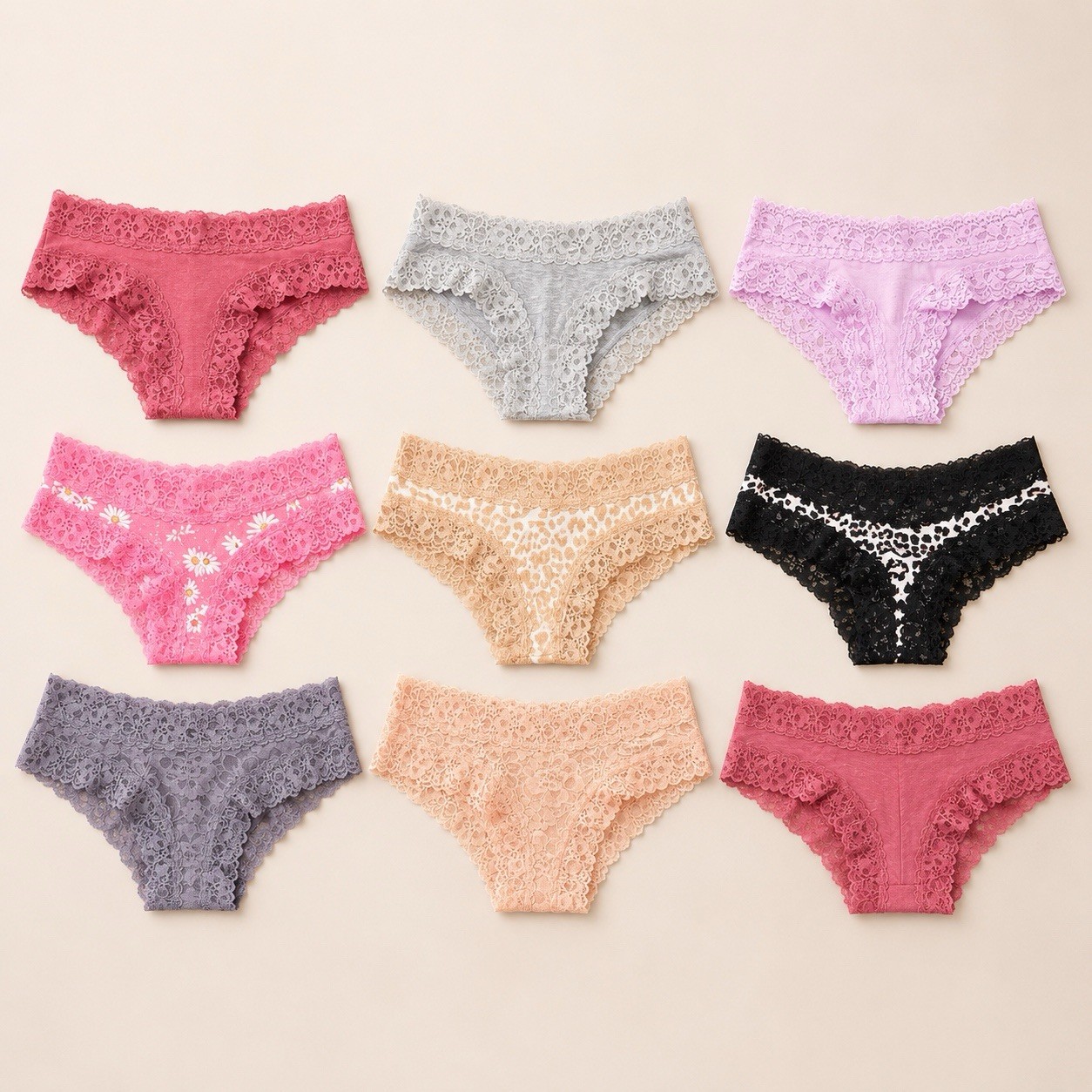 Victoria’s Secret Panties Lot of 9 XS Cheeky Lace Mixed Colors New