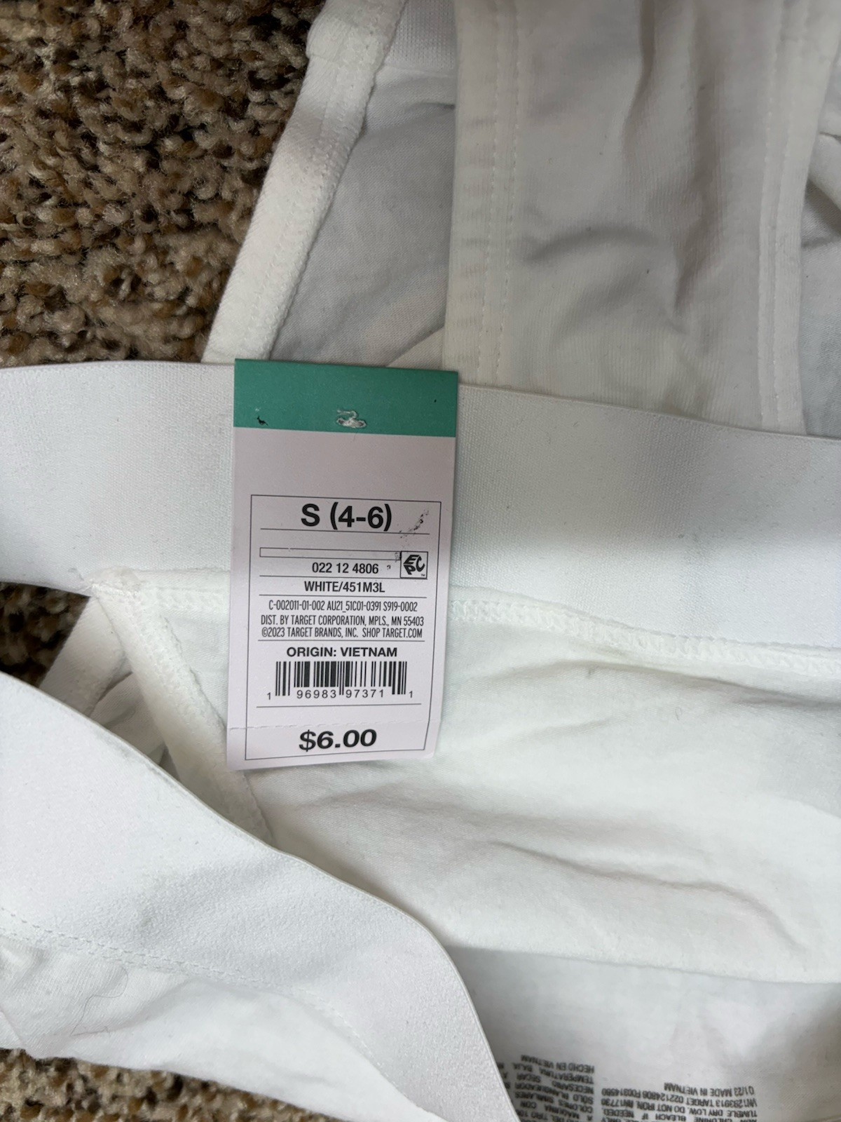 Auden White Cotton Blend Cheeky Panty. Size: S (4-6).