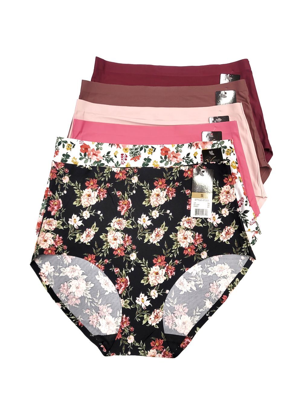 High Waist Flower Soft Polyamide Laser Cut No show Line Seamless Brief Panties