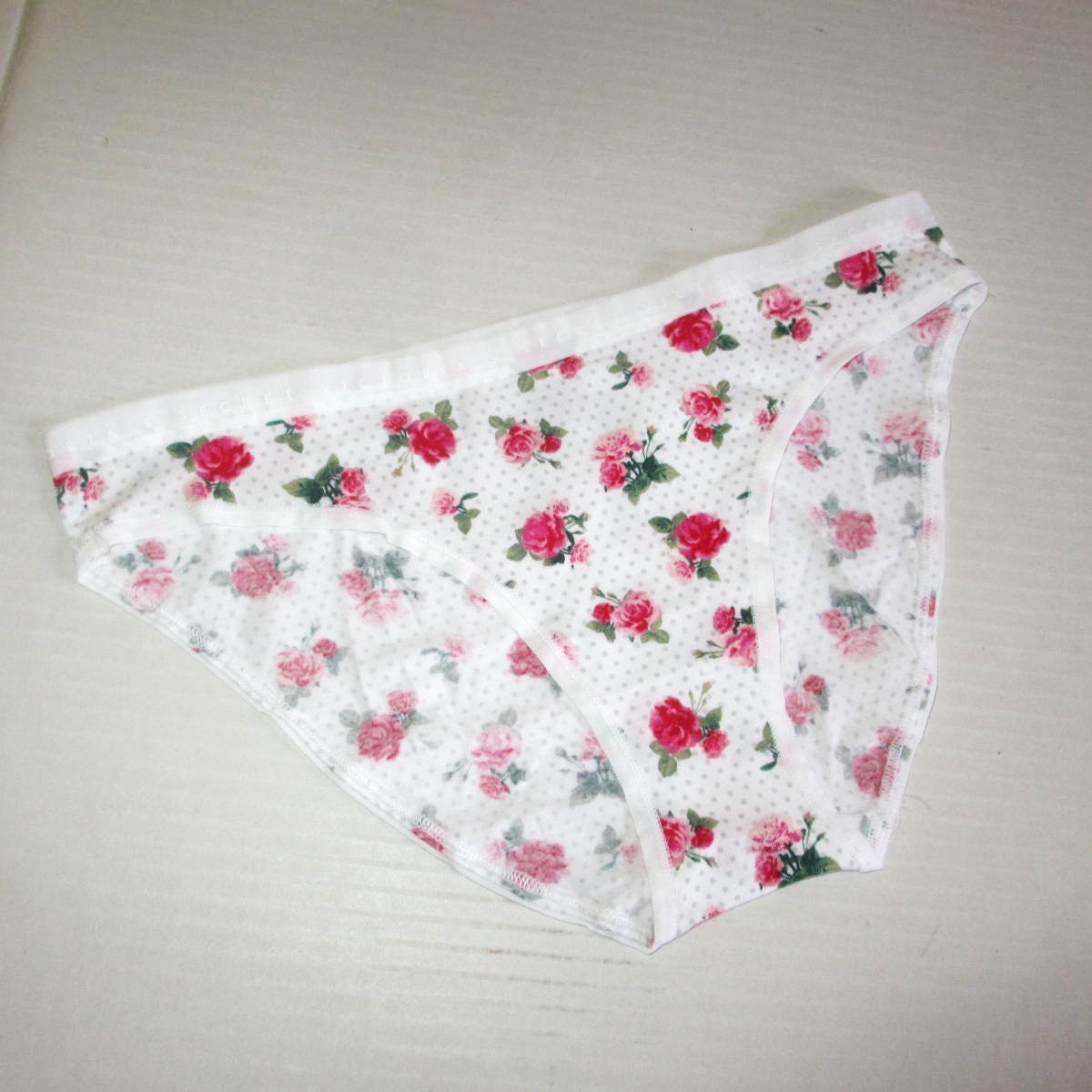 Victorias Secret Cotton Bikini Panty M L XL White Floral Dots Roses NWT