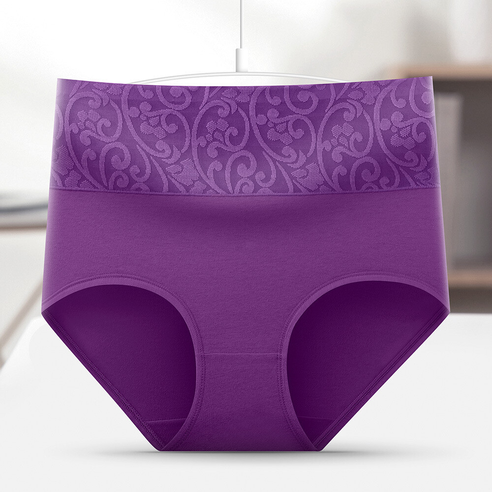 4 Pack Lot Sexy Womens High Waist Cotton Panties Brief Full Coverage Underwear