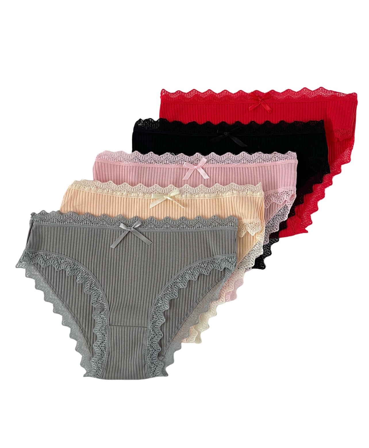5 Women Bikini Panties Brief Floral Lace Cotton Underwear Size M L XL F530