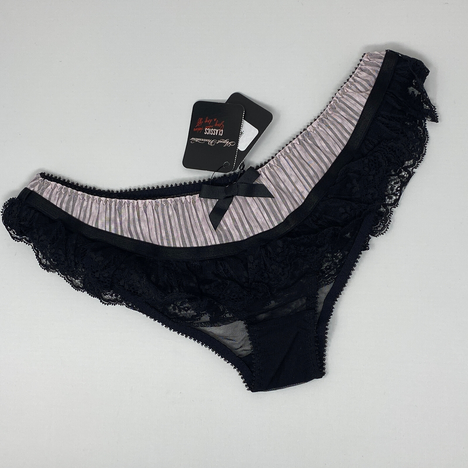 Agent Provocateur Fifi Black Pink Brief AP2 Small NWT