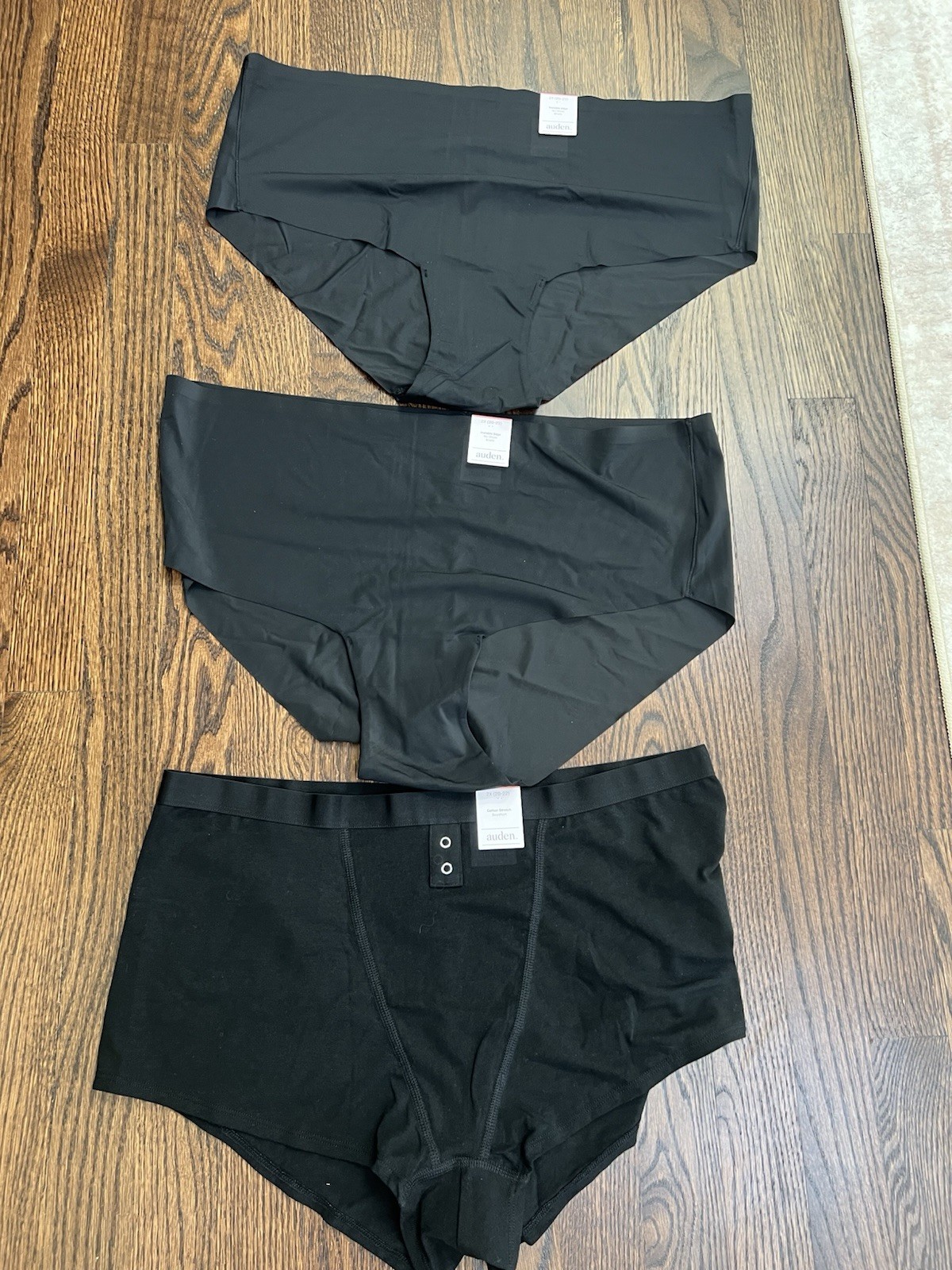 Auden Invisible Edge No-Show Seamless Stretch Brief Panties Black 2X 3-Pack