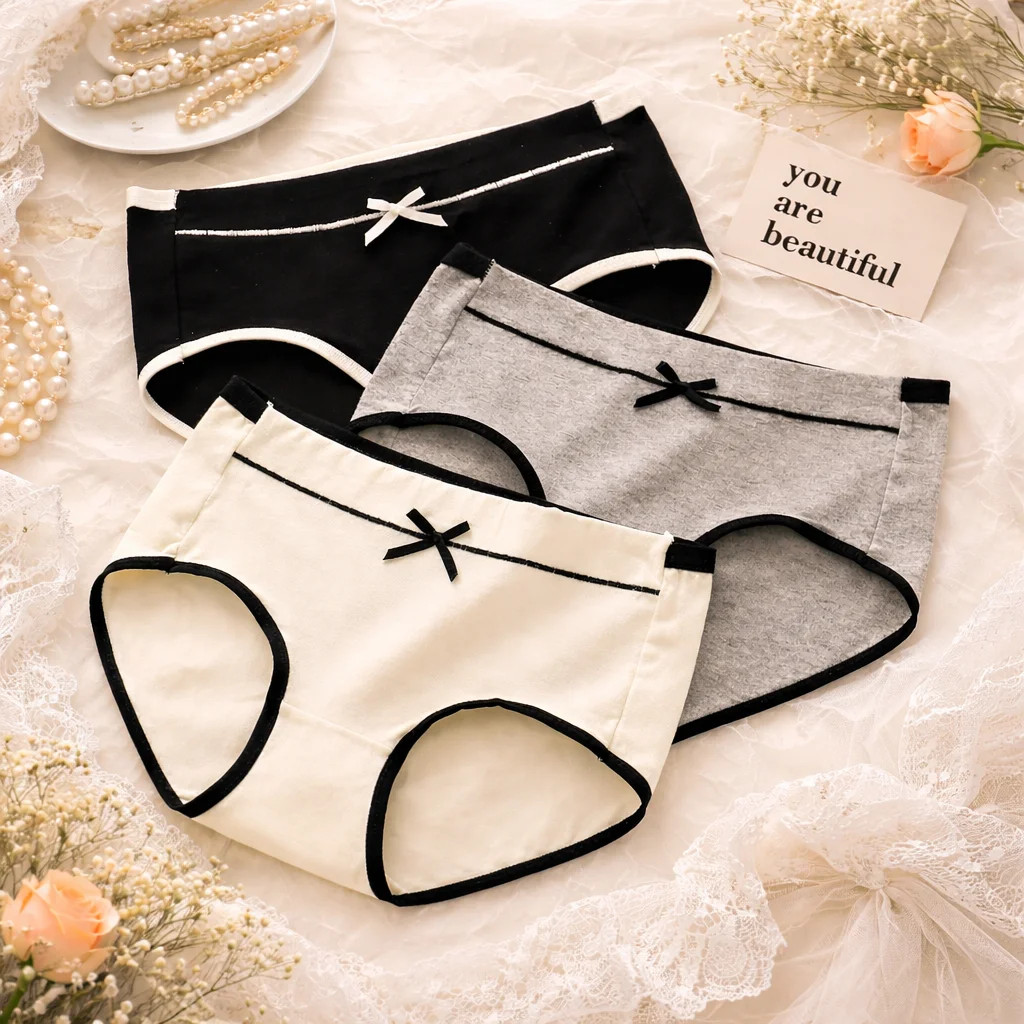 3pcs Cotton Women’s Underwear Set Breathable Full Cotton Panties for Girls Soft
