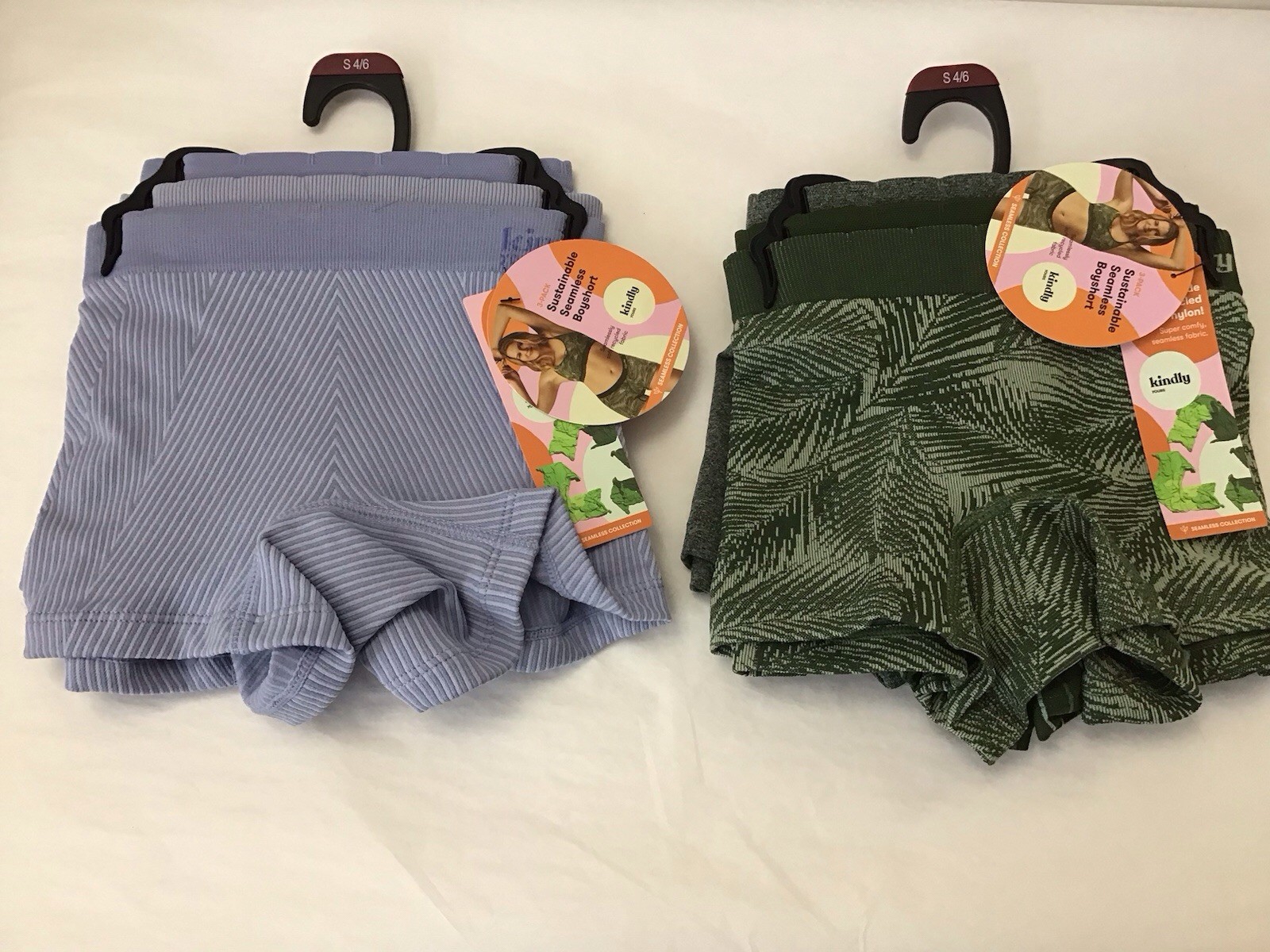 New 6 Pairs. TWO 3-Pack Kindly Yours Seamless Boyshort Panties S 4/6 (G3-9)