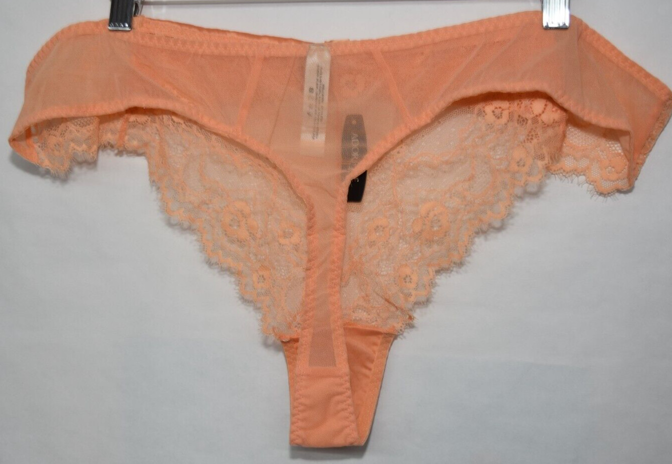 NWT Adore Me Apricot Lace Thong Large Satin Bow Details Panty 3X 3XL