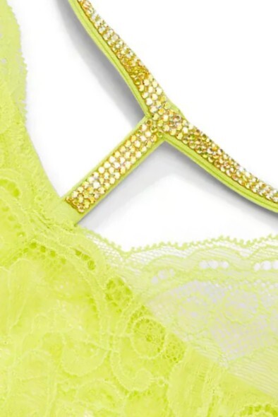 VICTORIA’S SECRET SALE! Cutout Y Back Shine Strap Rhinestone Lime L Brazilian