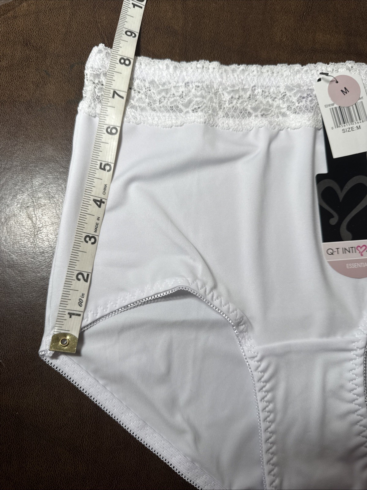 NEW QT Intimates White Lace Waist Light Support Tummy Control Panty Brief Sz M