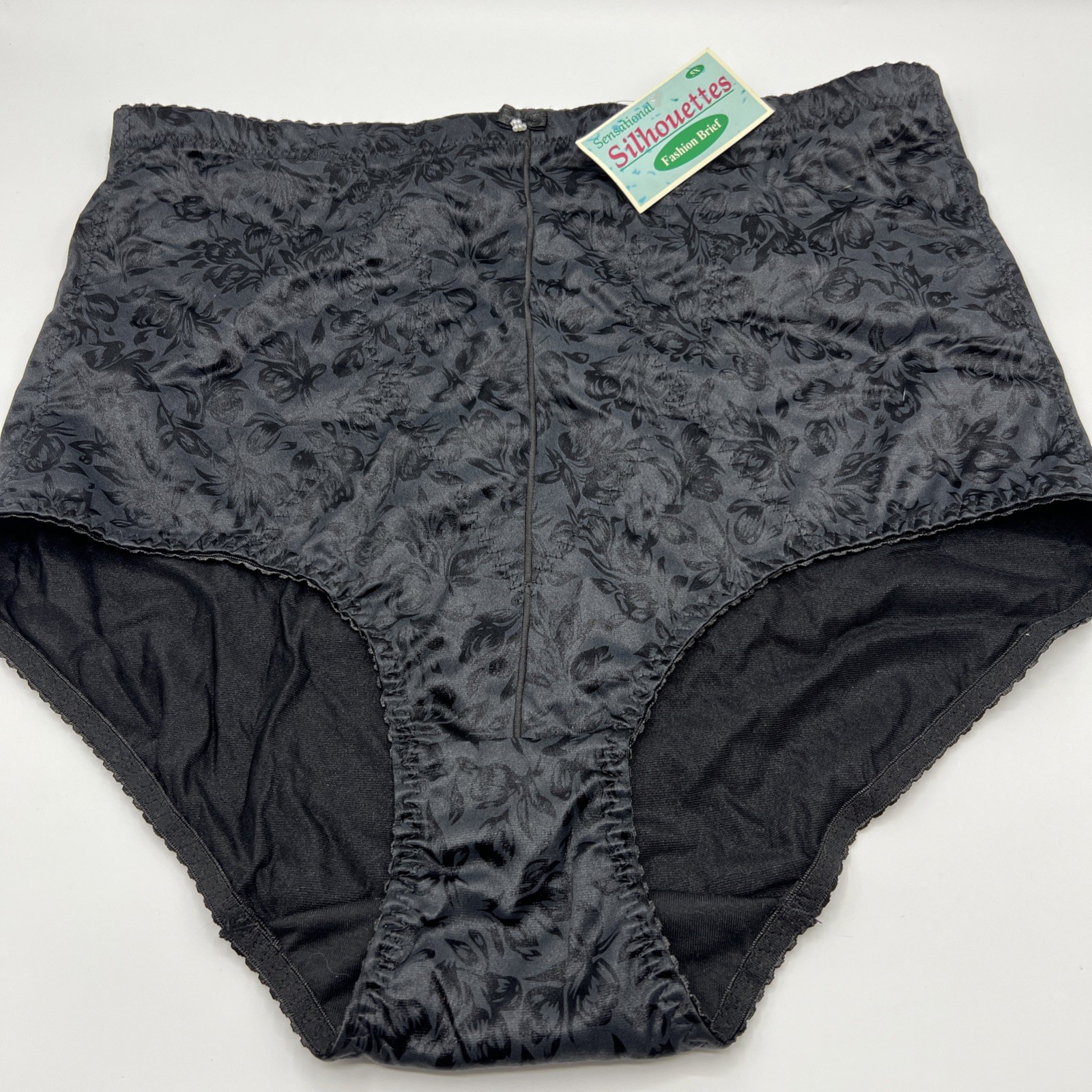 Sensational Silhouettes Fashion Brief Black Nylon Panty 5X Shiny NWT