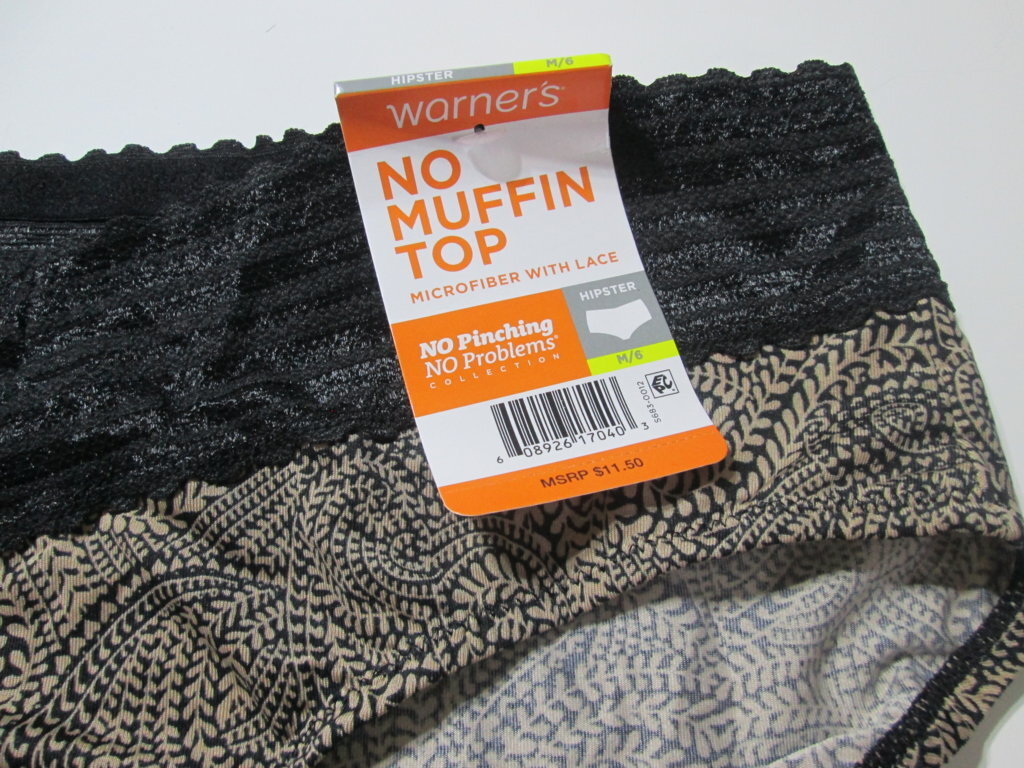 NWT Warners Womens Size M Panty Hipster Black/Brown Lace Leaf Print Lingerie