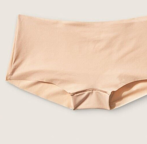 M NOSHOW Soft Buff Beige Stretch Victorias Secret PINK Boyshort Brief Pantie