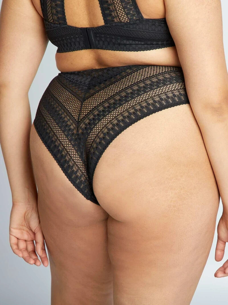 LACE HIGH WAIST CONTAINMENT THONG – XL – BLACK BRIEF LACE TUMMY CONTROL UK 14/16