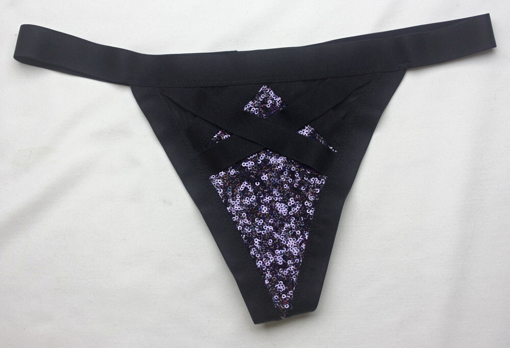 Strappy Thong with Purple Sequins – Size Large