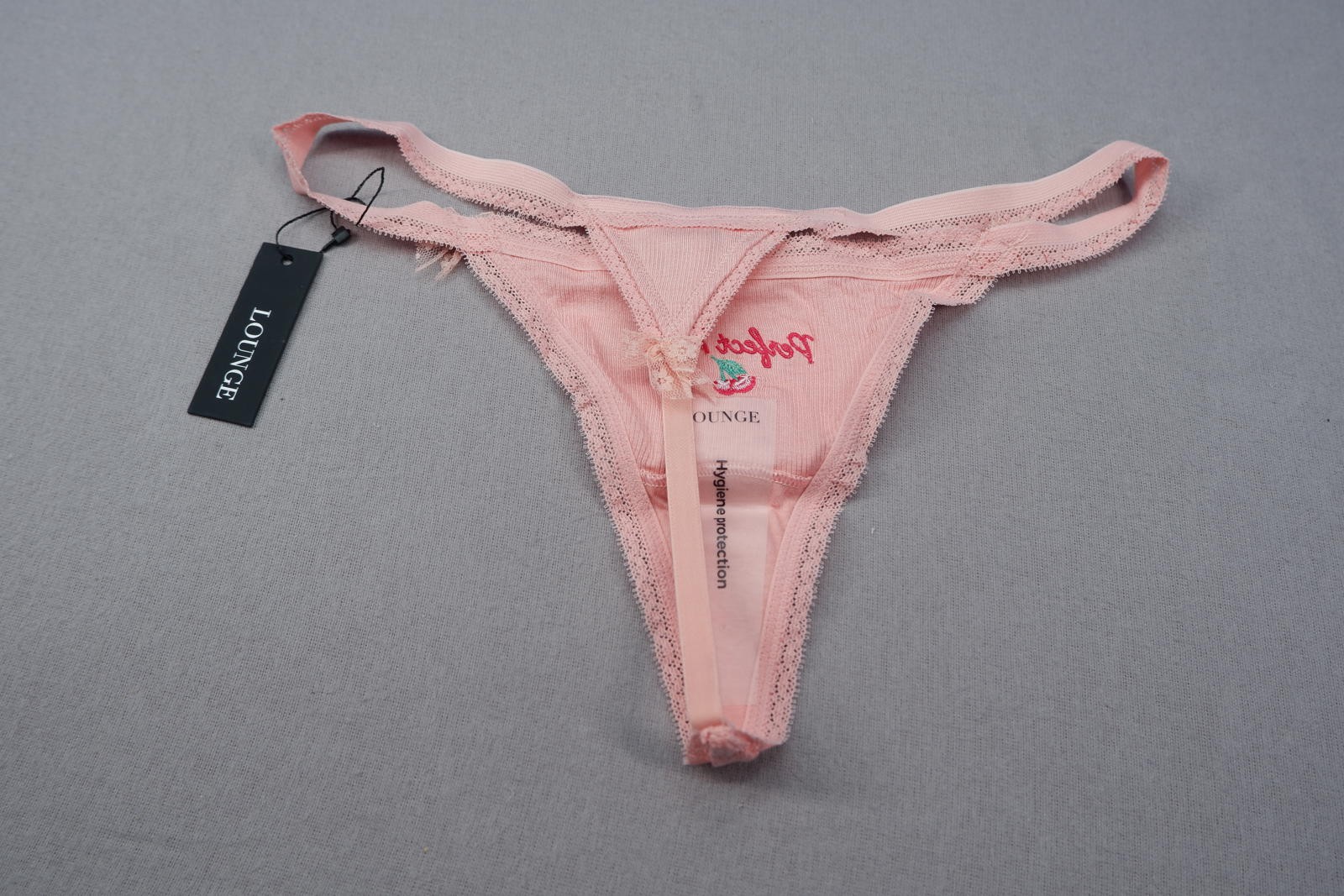 Lounge Pink ‘Perfect Pair’ Embroidered Thong Medium