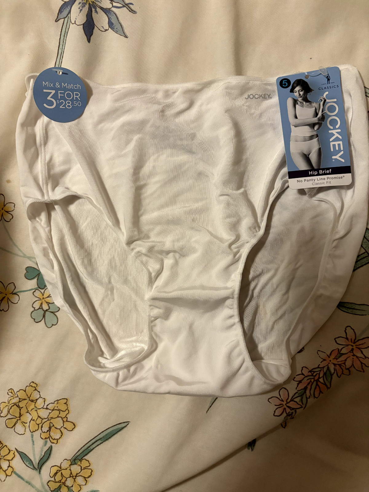Jockey Women’s No Panty Line Promise Tactel Hip Brief Size 5 White
