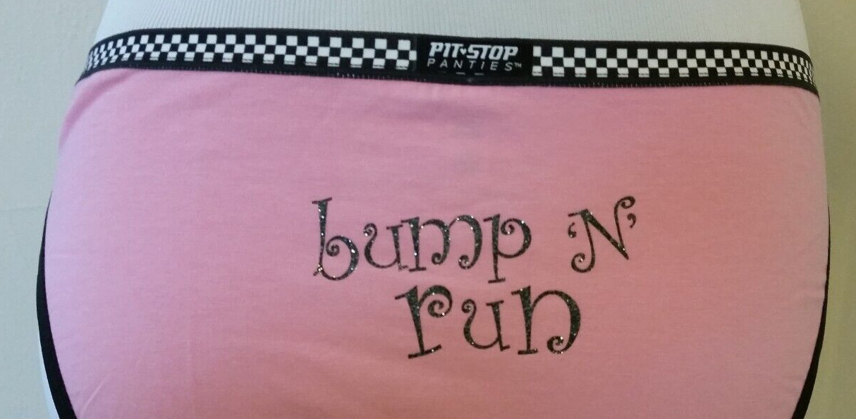 Pit Stop Panties Bikini Women’s Large Bump N Run Racing Themed Sparkle Pink New